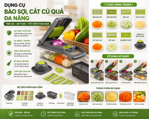 Dụng cụ bào sợi, cắt củ quả đa năng