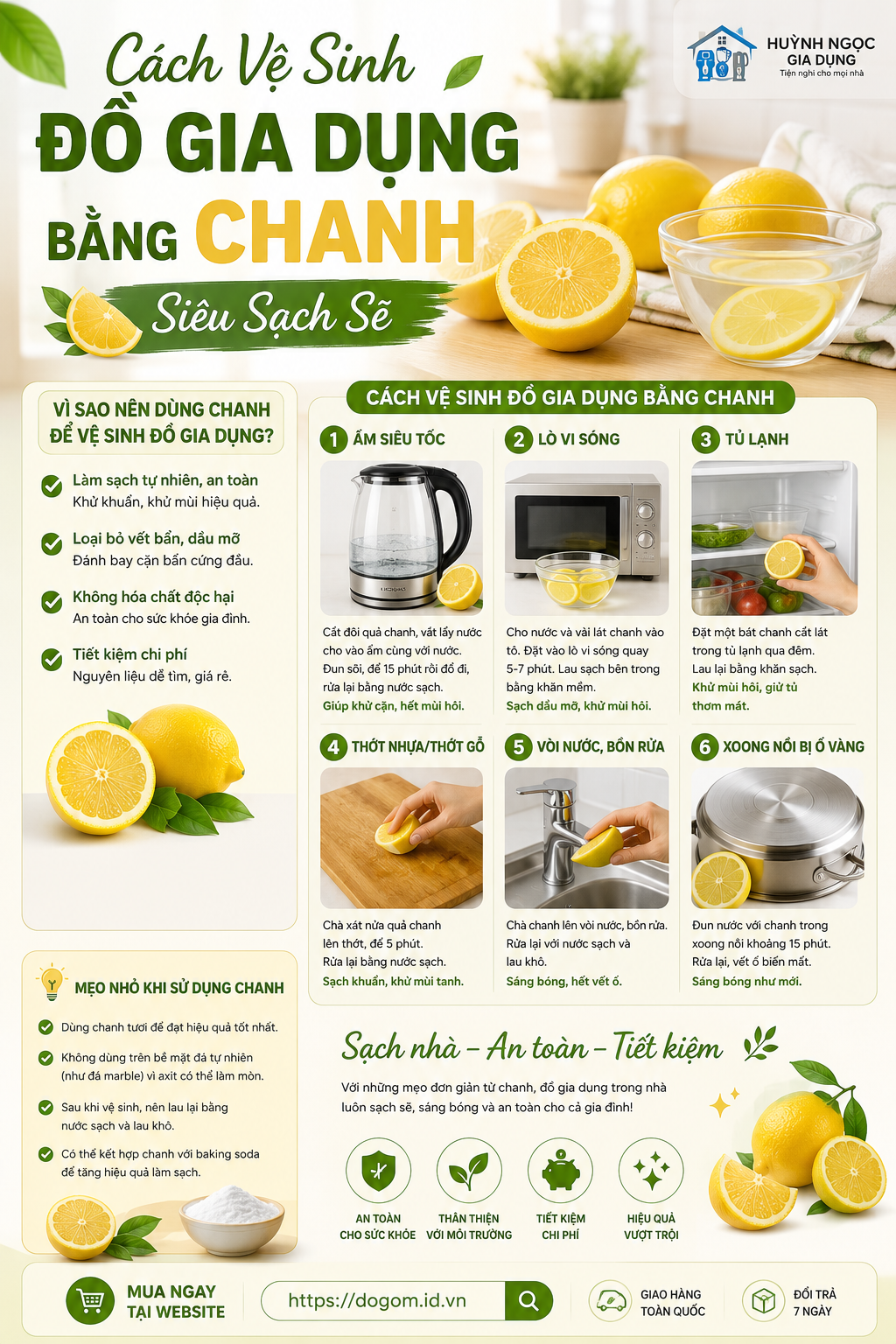 cách vệ sinh đồ gia dụng bằng chanh