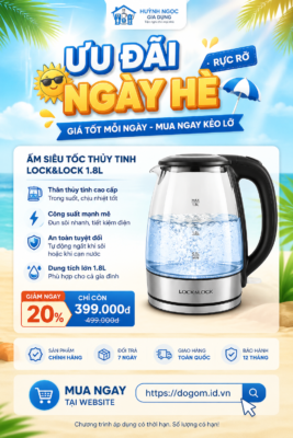 ấm siêu tốc thủy tinh lock&lock 1.8l chính hãng